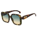 Gafas de sol cuadradas de gran tamaño en carey con cristales degradados azul y amarillo - Montura Floral Verde Lentes Té Verde