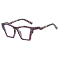 Lunettes de soleil oversize polygonales avec monture marbrée violette et rouge - Monture Florale Violette