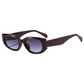 Stylish rectangular cat eye sunglasses with dark red frames and purple gradient lenses - Wine Red Frame Gradient Gray Lens