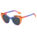 Gafas de sol de ojo de gato a la moda con montura degradada azul-naranja y lentes oscuras - Montura Degradada Naranja Azul Lentes Grises
