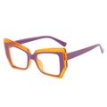 Montatura per occhiali geometrica viola e arancione trasparente con design cat-eye - Montatura Sfumata Arancio Viola