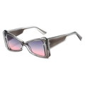 Occhiali da sole cat-eye alla moda con montatura trasparente e lenti viola sfumate - Montatura Grigia Lenti Sfumate Grigio Rosa