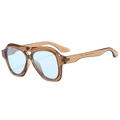 Occhiali da sole aviator vintage color ambra con doppio ponte e lenti blu - Montatura Tè Lenti Blu