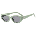 Retro Katzenaugen Sonnenbrille in Mintgrün mit grauen Gläsern und silbernen Details - Grüner Rahmen Graue Linsen