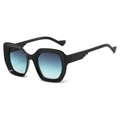 Lunettes de soleil carrées modernes avec monture noire et verres dégradés bleus - Monture Noire Verres Gris Bleu