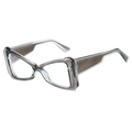 Cat eye sunglasses in transparent grey and brown finish with wide temples - Grey Frame