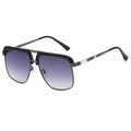 Fashionable oversized double bridge sunglasses with purple gradient lenses and metal frame - Black Frame Grey Lens