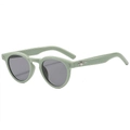 Retro round mint green sunglasses with dark grey lenses and silver star metal accents - Green Frame Grey Lens