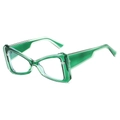 Retro geometric cat eye sunglasses featuring transparent green resin frame in variant finish - Green Frame