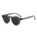 Classic round frame retro sunglasses with dark grey translucent frames and lenses - Grey Frame / Black Grey Lens