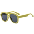 Classic double-bridge aviator sunglasses in mustard yellow frame with dark grey lenses - Green Frame Grey Lens