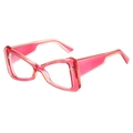 Retro transparent pink triangle cat-eye sunglasses with thick geometric frame arms - Pink Frame