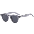 Retro small round sunglasses with translucent grey frames and silver star hinges - Grey Frame / Black Grey Lens