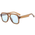 Classic double-bridge pilot sunglasses with amber frames and light blue lenses for outdoors - Tea Frame Blue Lens