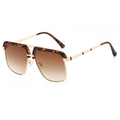 Retro oversized sunglasses with tortoise shell frame and gold double bridge design - Tortoiseshell Frame Tea Lens