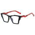 Lunettes de soleil polygonales noires avec branches marbrées rouges au design étagé - Monture Noir et Thé