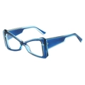 Retro triangle cat-eye sunglasses in a vibrant transparent sapphire blue finish - Blue Frame