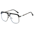 Oversized double-bridge sunglasses in gunmetal frame with blue anti-light lenses - Black Frame