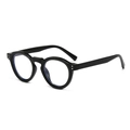 Classic black round frame sunglasses with vintage retro style and metal dot accents - Black Frame