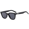Chic black polygon sunglasses with silver star details and dark UV lenses - Black Frame Black Grey Lens