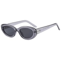 Retro oval sunglasses with translucent grey-purple frames and dark grey lenses - Translucent Gray-Purple Frame Black Gray Lens