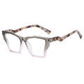 Lunettes de soleil polygonales modernes avec monture dégradé gris-rose et branches ambrées - Monture Gris et Rose