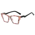 Lunettes de soleil géométriques à fleurs roses avec branches noires et vue latérale à 45° - Monture Florale Rose