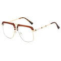 Fashion oversized square sunglasses with gold metal frame and tortoiseshell double bridge - Tea Frame