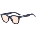 Navy blue polygon sunglasses with orange lenses and silver star temple details - Dark Blue Frame Orange Lens