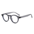 Classic transparent grey round frame sunglasses with vintage silver rivet accents - Grey Frame