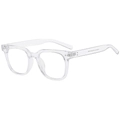 Classic transparent square frame sunglasses with minimalist clear temples and side logo - Transparent Frame
