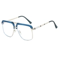Fashion dual-beam aviator sunglasses in translucent blue with silver metal accents - Blue Frame