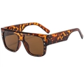 Classic tortoise shell flat top square sunglasses with dark brown lenses and metal rivets - Tortoise Shell Frame
