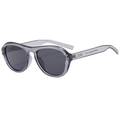 Fashionable pilot sunglasses with translucent grey frame and dark grey polarized lenses - Grey Frame / Black Grey Lens