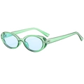 Modern oval sunglasses with translucent green frames and light blue lenses for sun protection - Green Frame Blue Lens