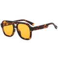 Retro pilot sunglasses with tortoiseshell frame and yellow transparent lenses - Demi Frame Orange Lens