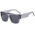Modern square oversized sunglasses with grey lenses and metal stud details on a white background - Grey Frame / Black Grey Lens