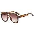 Retro pilot sunglasses featuring classic tortoiseshell frames and brown gradient lenses - Leopard Frame Gradient Tea Lens