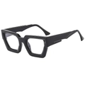 Chic thick-frame polygon sunglasses in glossy black finish with transparent lenses - Black Frame