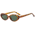 Retro oval tortoiseshell sunglasses with dark green lenses and a minimalist frame design - Tortoise Frame Green Lens