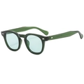Gafas de sol retro verde transparente con lentes azul claro y remaches clásicos - Montura Verde Lente Verde Claro