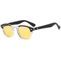 Retro round sunglasses with black frames, yellow lenses and silver rivet accents - Transparent Black Frame Yellow Lens