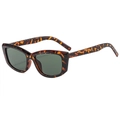 Classic tortoise shell square sunglasses with dark green lenses in retro cat-eye style - Tortoise Frame Green Lens