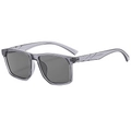 Modern square frame sunglasses in transparent grey with UV protection and retro style - Grey Frame / Black Grey Lens