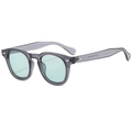 Gafas de sol redondas retro gris transparente con lentes verde claro y remaches - Marco Gris Lentes Verde Claro