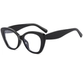 Modische Oversize-Sonnenbrille in Schwarz mit Katzenaugen-Design und UV-Schutz - Schwarzer Rahmen