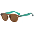 Gafas de sol redondas retro con montura marrón oscuro y patillas verdes - Montura Té Lente Té