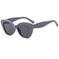 Gafas de sol clásicas ojo de gato de gran tamaño con lentes grises y montura brillante - Montura Gris / Lentes Gris Negro