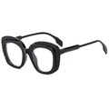 Lunettes de soleil hip-hop polygonales surdimensionnées avec monture noire texturée - Monture Noire Lunettes Décoratives