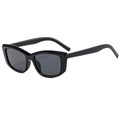 Gafas de sol negras clásicas con montura cuadrada y diseño retro de ojo de gato chic - Montura Negra Lentes Gris Negro